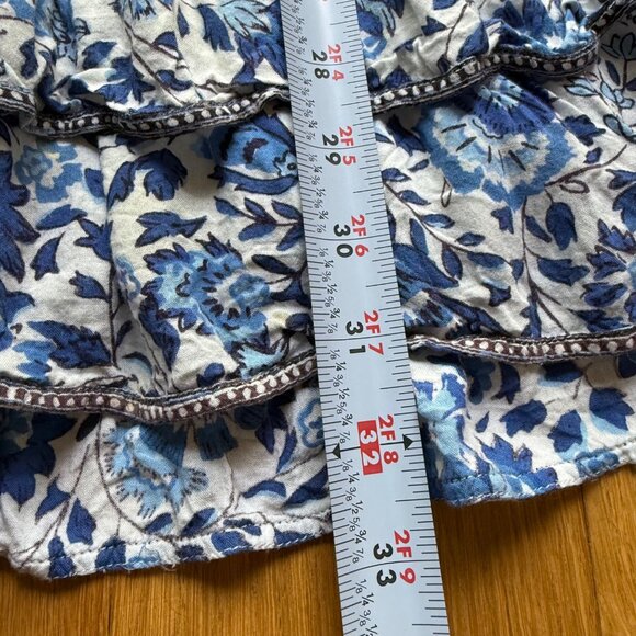 Poupette St Barth Size L Blue Floral Camila Ruffled Mini Tiered Dress - Picture 9 of 16